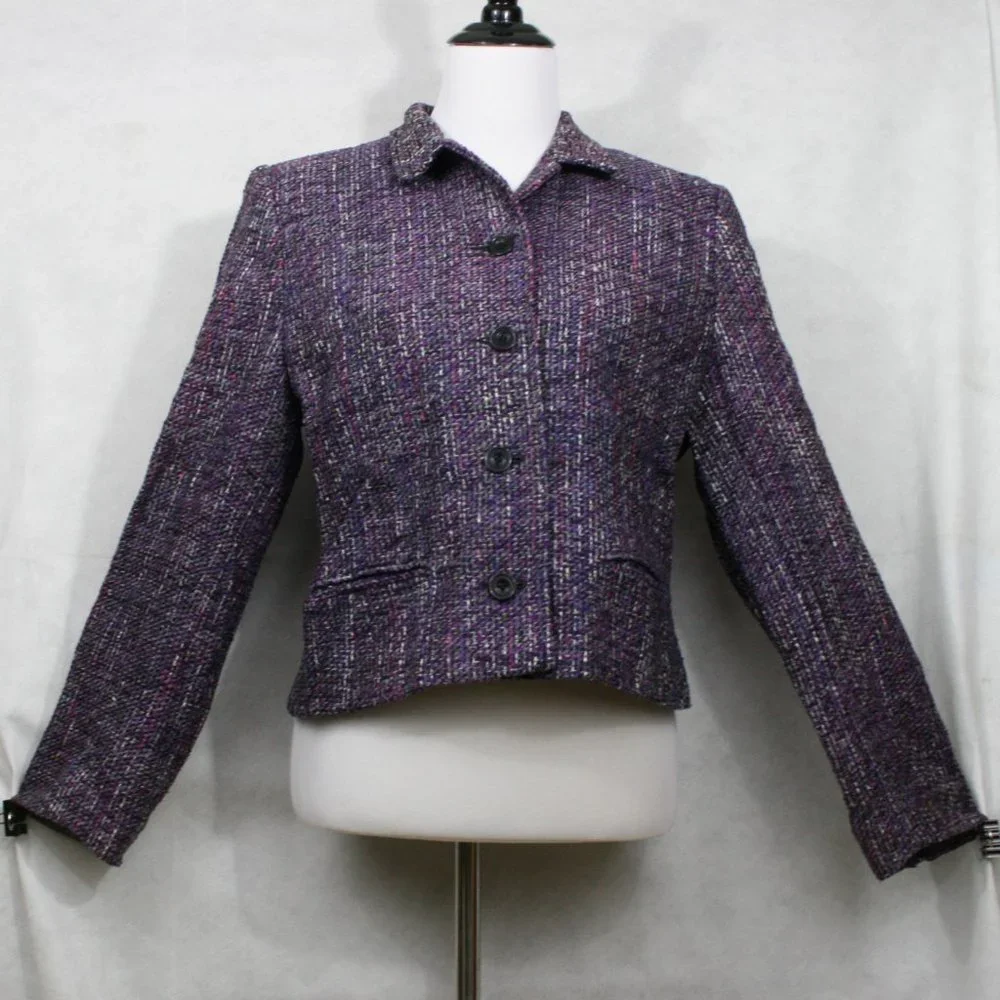 Vintage 80’s Soiree Rainbow Handwoven Silk Lined Knit Blazer SZ M EUC - Picture 2 of 7
